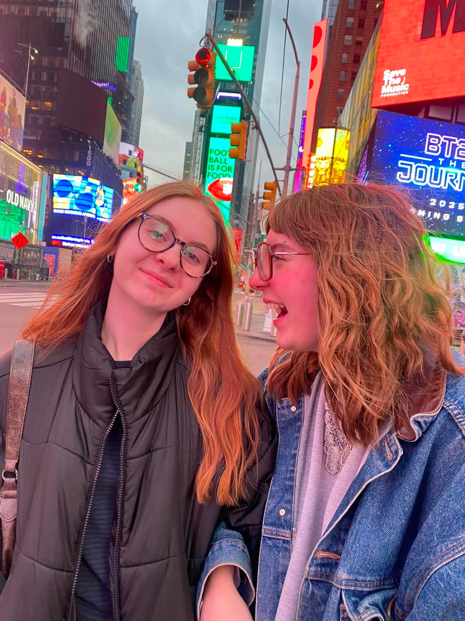 Heather's daughters in Times Square, New York City